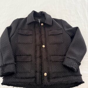 Aqua Black Textured Jacket